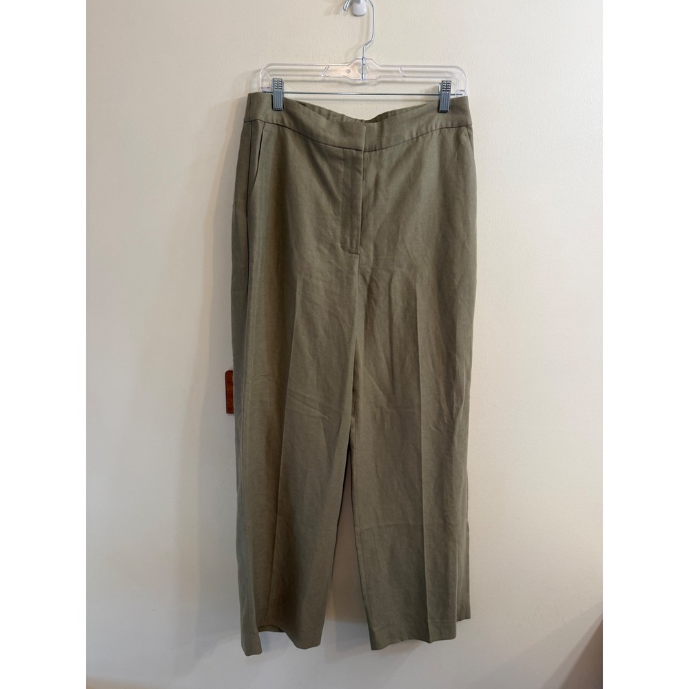Aritzia The Limitless Pant 10 Linen Blend Khaki Wide Leg Business Casual Work
